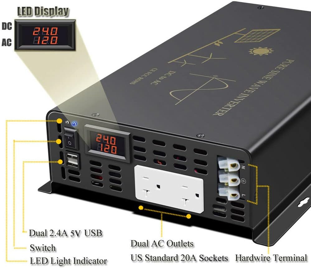 3000W Pure Sine Wave Solar Pow - Inverter Pure Sine Wave 60Hz 120V 3000W recension och pris