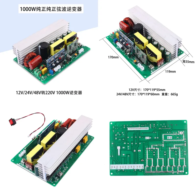 for DC 12V 24V 48V to AC 220V  - Pure Sine Wave Inverter Board 24V 48V recension och pris